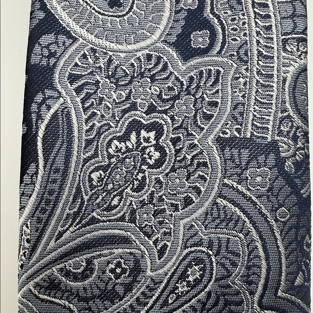 U.S. Polo Assn. Navy & Silvery Gray Paisley Hand Made Tie,Office,Formal